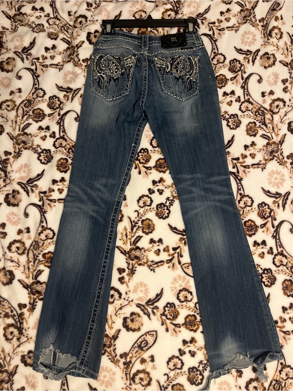 Miss Me Blue Embroidered Back-Pocket Boot Cut Jeans